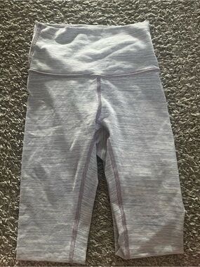 lululemon athletica Light Gray & Lavender Striped High-Rise Crop Leggings